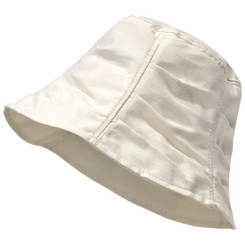 Folded Cotton Bucket Hat Women's Sweet Versatile Japanese Style Sunshade Small Face Korean Style Sun Hat Breathable Lace Net Hat
