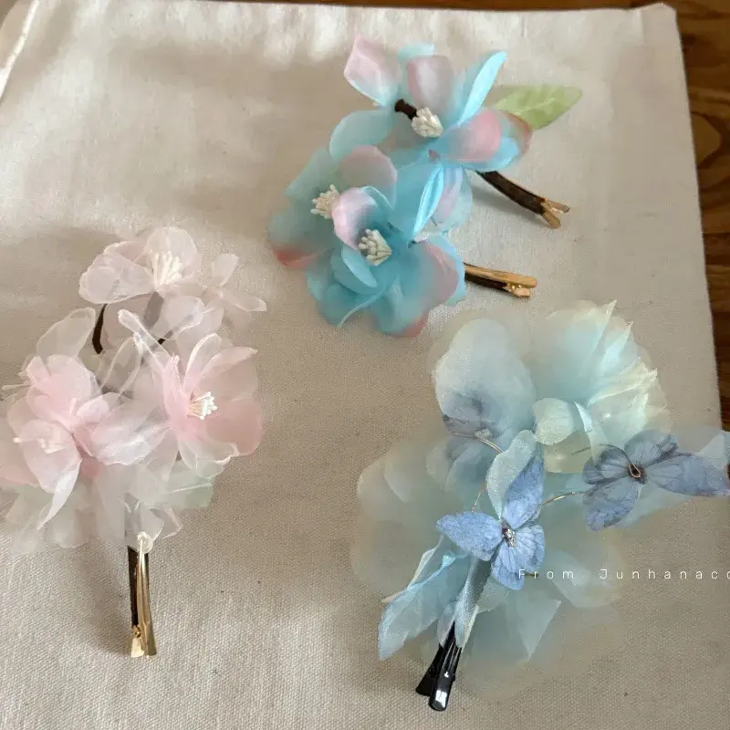 New Chinese Style Floral Hair Clips Side Hair Accessories for Women Sweet Personalized Artificial Flower Headwear for Outing Spr