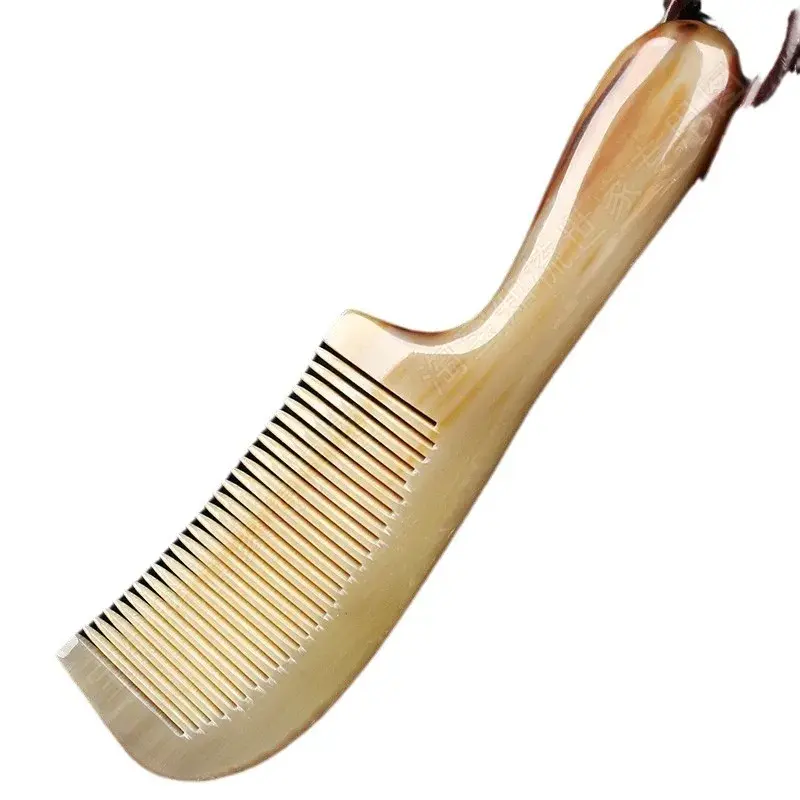 Professional Hair Care Anti-Static White Buffalo Horn Comb For Long Hair Women's Special Protection Against Hair Loss