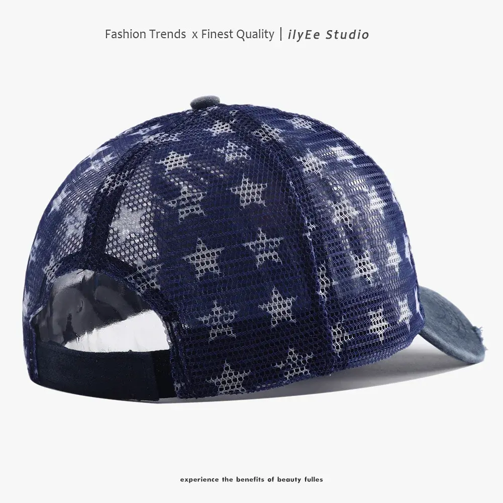 Washed Baseball Cap Embroidered National Flag Mesh Duckbill Sunshade Cap Cross-Border Retro Style Outdoor Sports Hat
