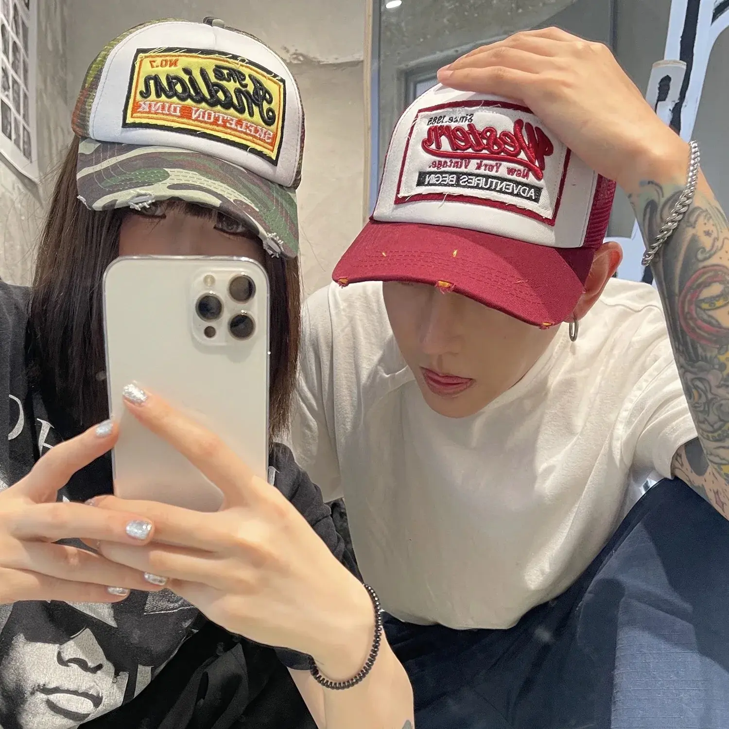 New 2025 Summer 3D Embroidery Indian Mesh Breathable Baseball Cap Cotton Men's Patchwork Large Brim Trendy Brand Hat