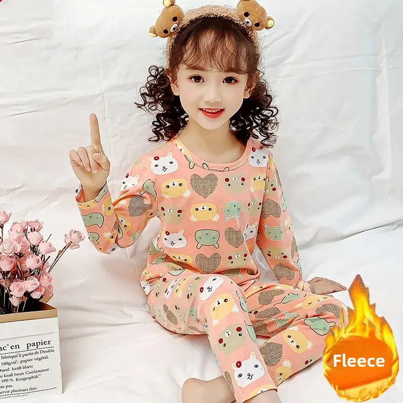 Thickened Fleece-lined Children's Winter Cotton Jacket Women's Autumn Clothes Warm Brassuit Infantile Autumnal Clothing