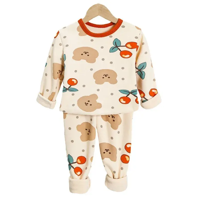 Thickened Fleece-lined Children's Winter Cotton Jacket Women's Autumn Clothes Warm Brassuit Infantile Autumnal Clothing