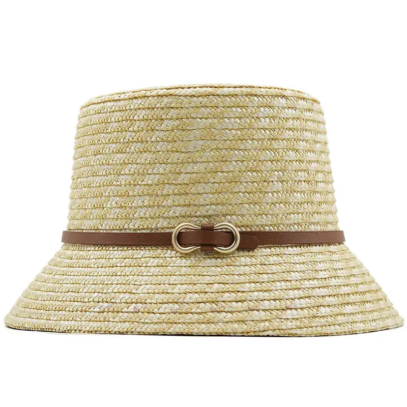 French Vintage Straw Hat Women's Summer Versatile Sun Protection Beach Vacation Bucket Hat Fashionable Lace Net Cap Accessories