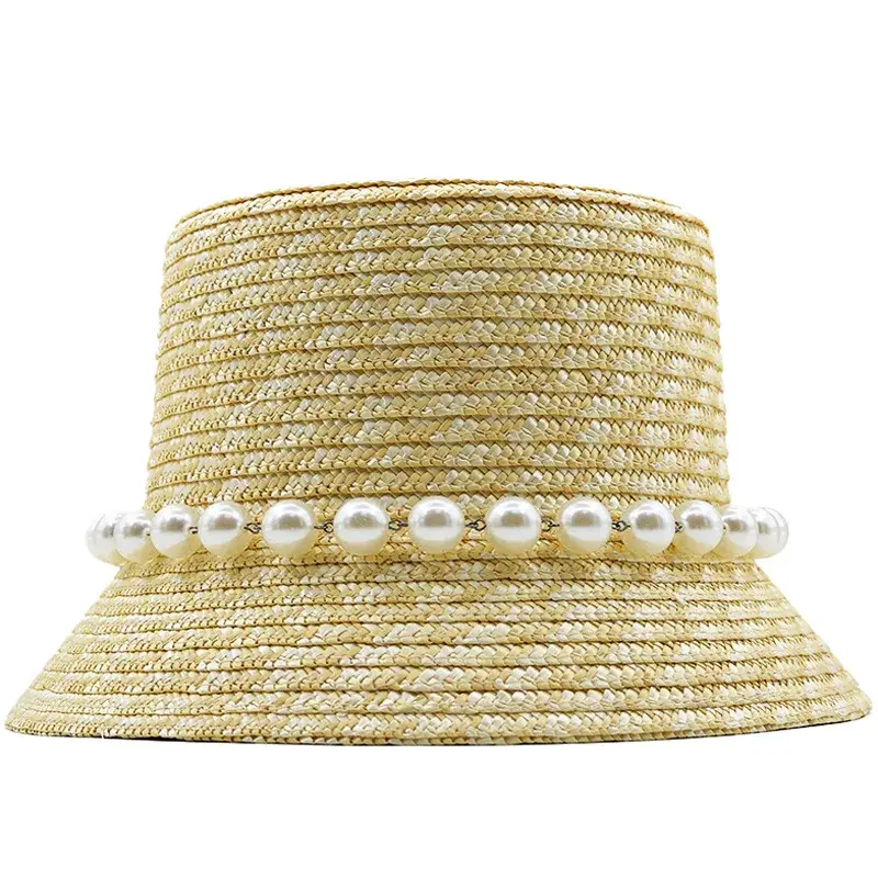 French Vintage Straw Hat Women's Summer Versatile Sun Protection Beach Vacation Bucket Hat Fashionable Lace Net Cap Accessories