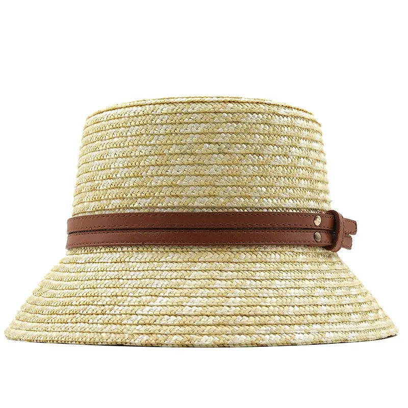 French Vintage Straw Hat Women's Summer Versatile Sun Protection Beach Vacation Bucket Hat Fashionable Lace Net Cap Accessories