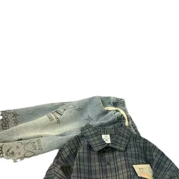 Casual Loose Summer Short Sleeve Shirt Men's Women's Plaid Outerwear Fashionable Korean Style Top College Style Outerwear