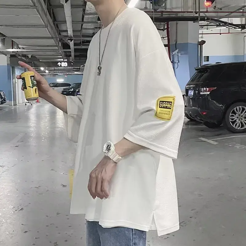 Fashionable Trendy Brand Men's Short Sleeve Round Neck T-Shirt Standard Ins Youth Popular Harajuku Style Summer Casual Wear