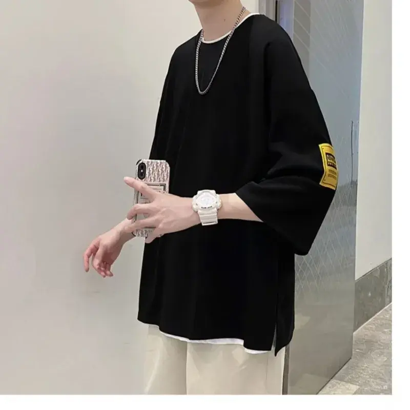 Fashionable Trendy Brand Men's Short Sleeve Round Neck T-Shirt Standard Ins Youth Popular Harajuku Style Summer Casual Wear