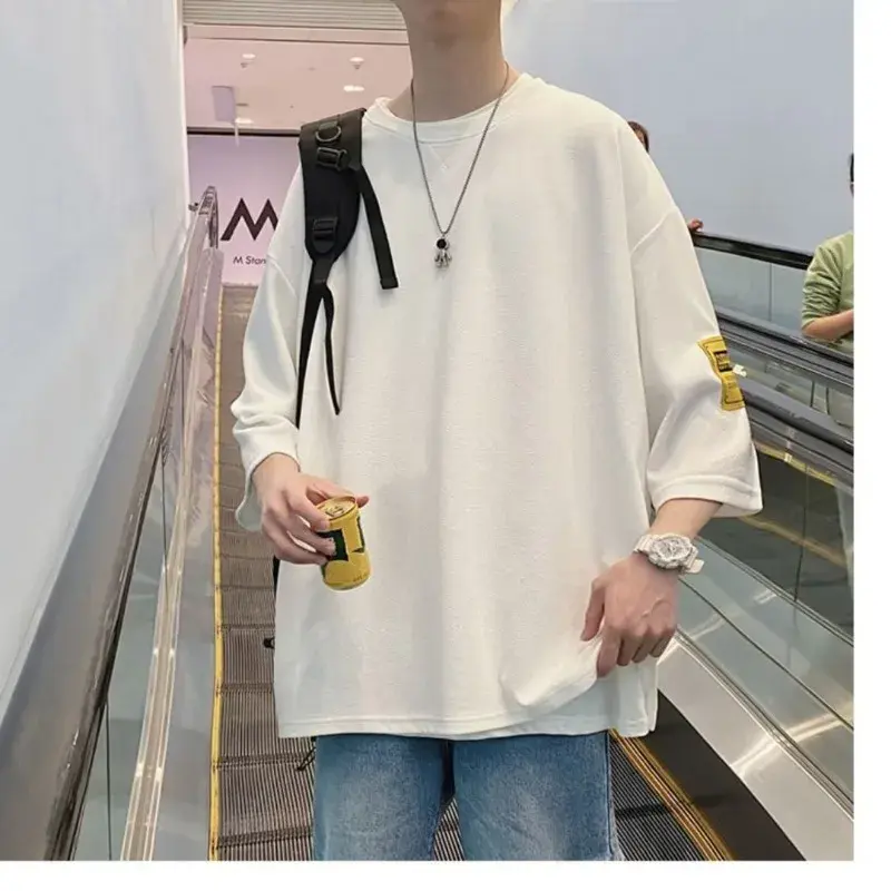 Fashionable Trendy Brand Men's Short Sleeve Round Neck T-Shirt Standard Ins Youth Popular Harajuku Style Summer Casual Wear
