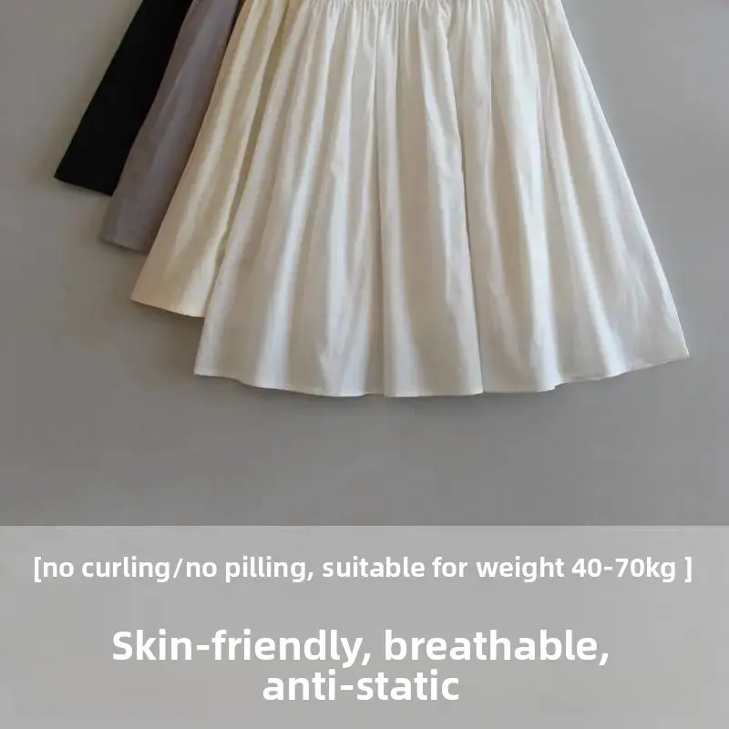 Pure Cotton Anti-Static Half Skirt Inner Lining for Safety And Modesty A- Line Silhouette No Decoration Made in China