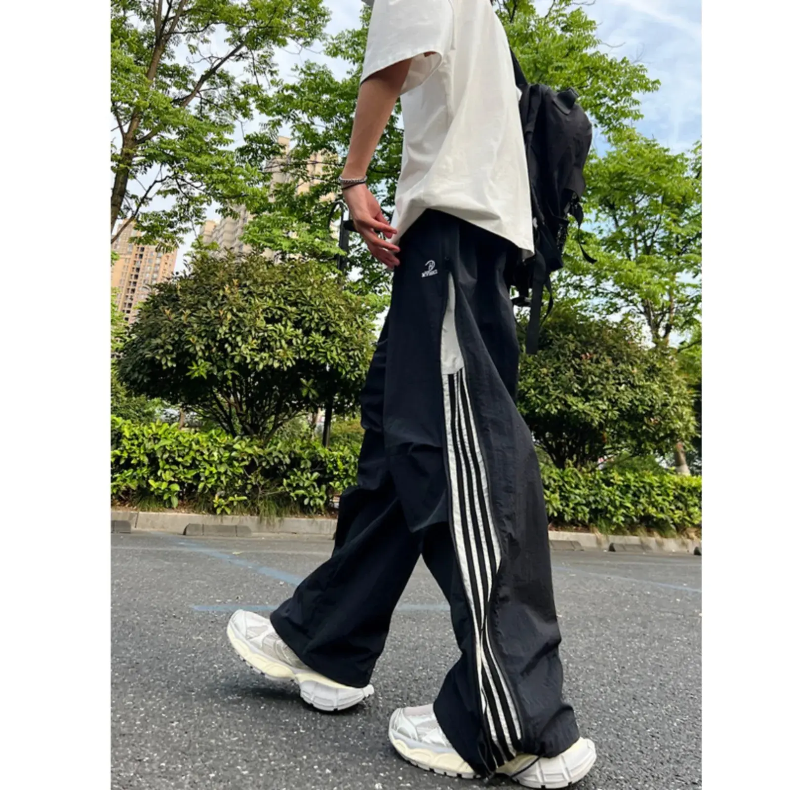 American Style Casual Trousers 2024 Autumn Trendy High Street Thin Quick Dry Straight-Leg Sweatpants Loose Fit Casual Pants