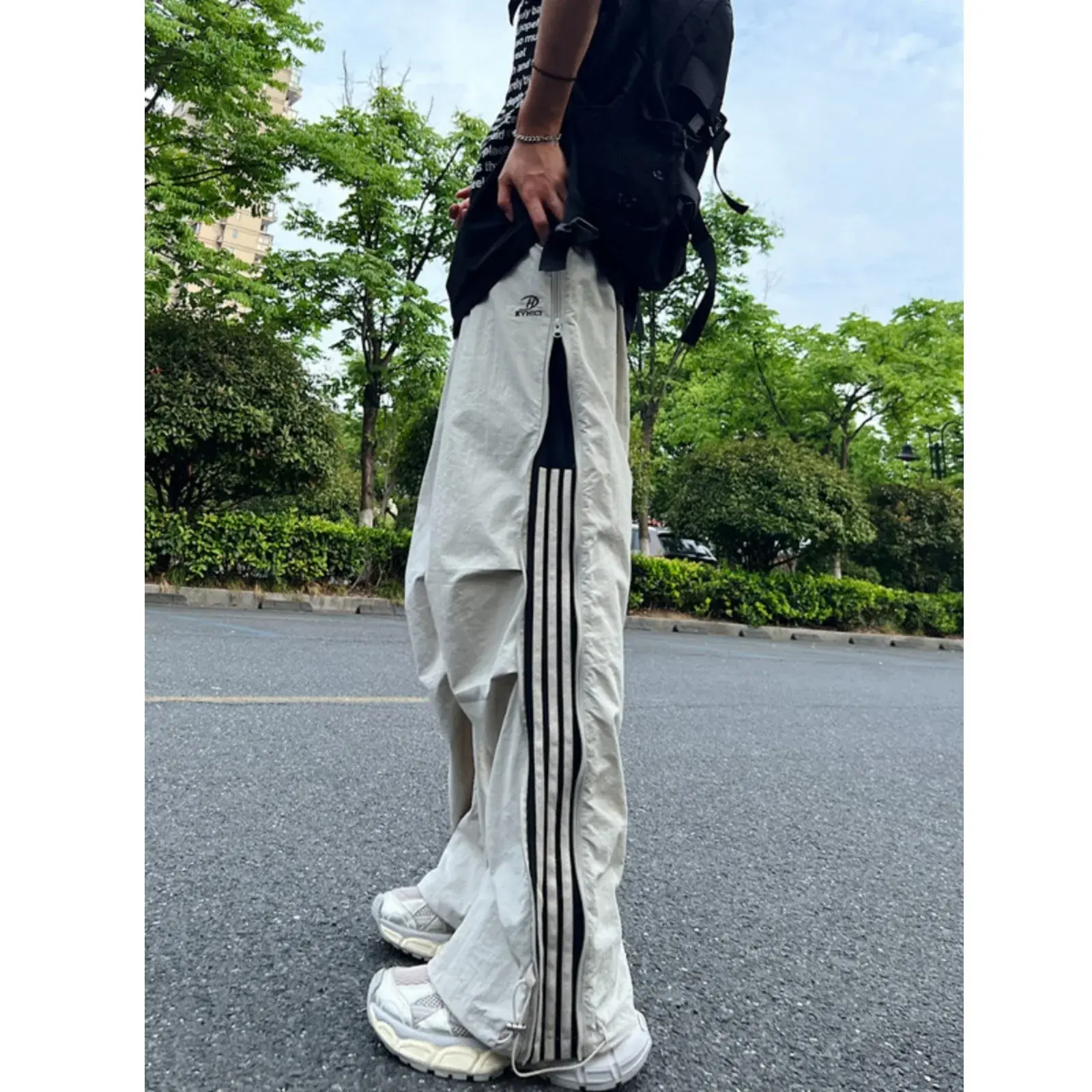 American Style Casual Trousers 2024 Autumn Trendy High Street Thin Quick Dry Straight-Leg Sweatpants Loose Fit Casual Pants