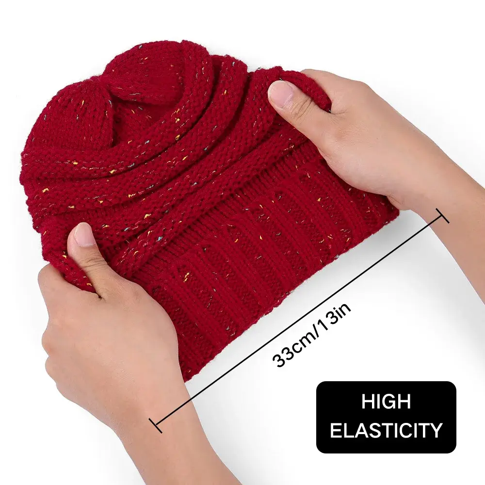 New Fashionable Versatile High Elasticity Knitted Hat Tail Hat Outdoor Travel Warmth Hat Home Comfortable Breathable Cap