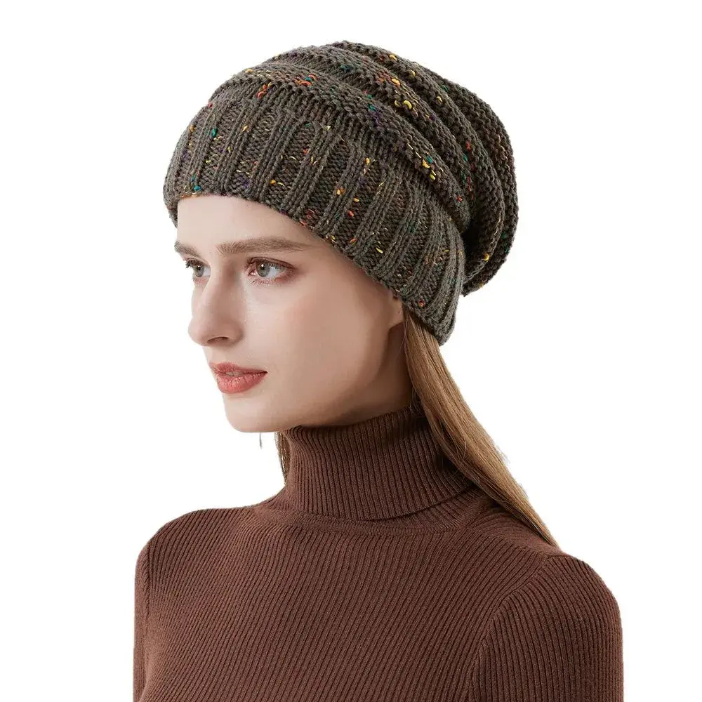 New Fashionable Versatile High Elasticity Knitted Hat Tail Hat Outdoor Travel Warmth Hat Home Comfortable Breathable Cap