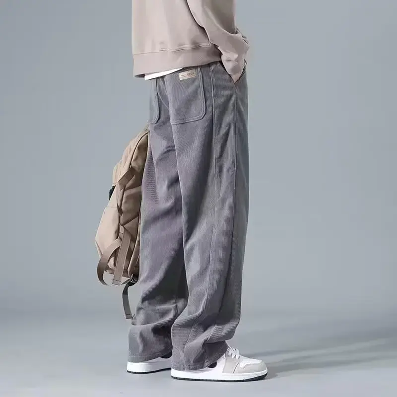 Men's Corduroy Trousers Loose-Fit Straight-Leg Wide-Leg Casual Pants Winter Lifestyle Pants Trendy Brand Sports Casualtrousers
