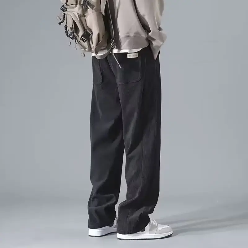 Men's Corduroy Trousers Loose-Fit Straight-Leg Wide-Leg Casual Pants Winter Lifestyle Pants Trendy Brand Sports Casualtrousers