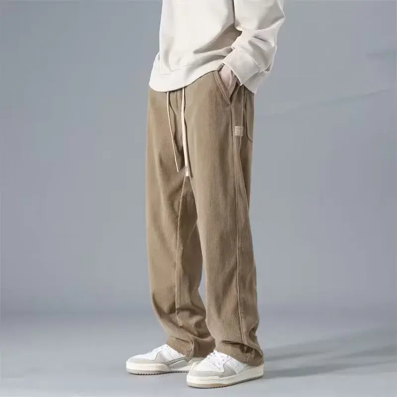 Men's Corduroy Trousers Loose-Fit Straight-Leg Wide-Leg Casual Pants Winter Lifestyle Pants Trendy Brand Sports Casualtrousers