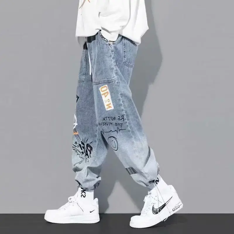 Trendy Loose-fit Men's Jeans Summer Thin Style Korean Version Casual Long Pants Hip Hop Fashion Versatile