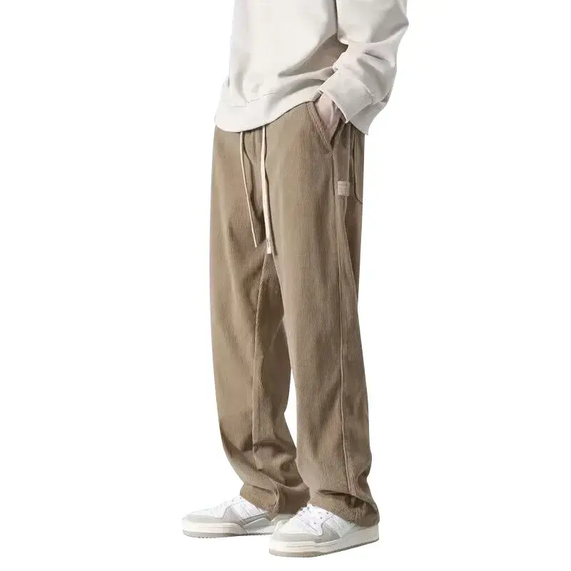 Men's Corduroy Trousers Loose-Fit Straight-Leg Wide-Leg Casual Pants Winter Lifestyle Pants Trendy Brand Sports Casualtrousers