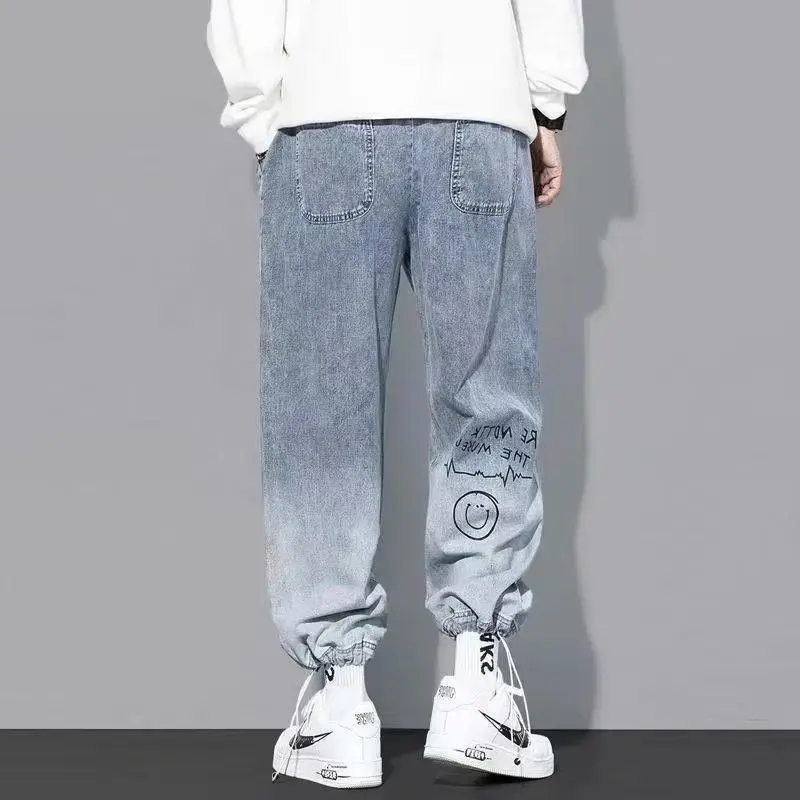 Trendy Loose-fit Men's Jeans Summer Thin Style Korean Version Casual Long Pants Hip Hop Fashion Versatile