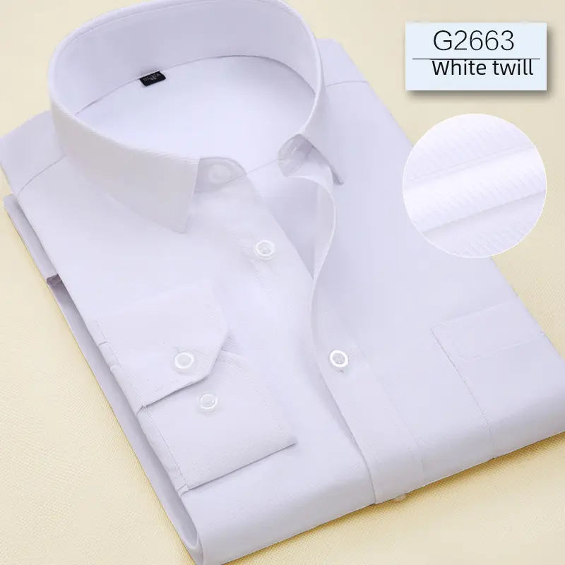Autumn Long Sleeve Yellow Shirt Men's Business Casual Workwear Base Layer Top Youth Slim Fit Square Collar Work Shirt