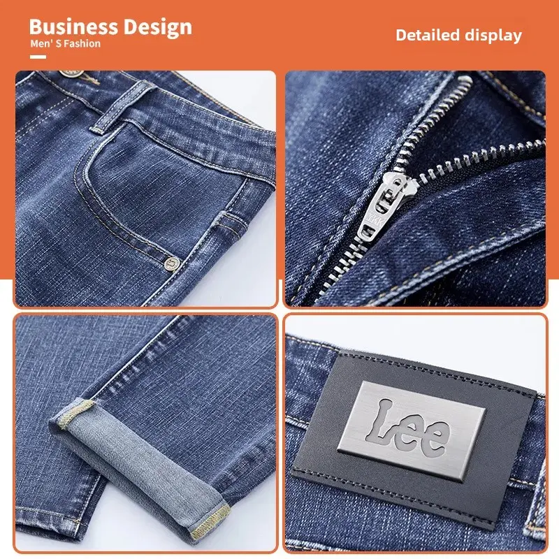 Lee Dex Jeans Men's Autumn/winter New Loose-fit Straight-leg Versatile Mid-age Men's Wear Business Casual Long Pants