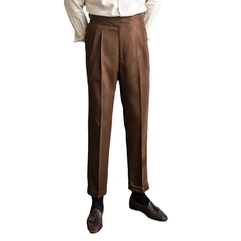 2023 Autumn/winter New Italian Style High-waisted Straight-leg Long Pants Casual Versatile Trousers For British Men