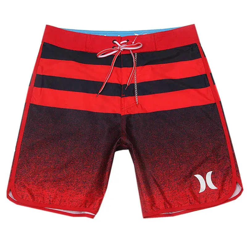 Four-way Stretch Waterproof Quick-dry Hot Spring Surf Beach Pants Men Horizontal Striped Printed Fitness Shorts