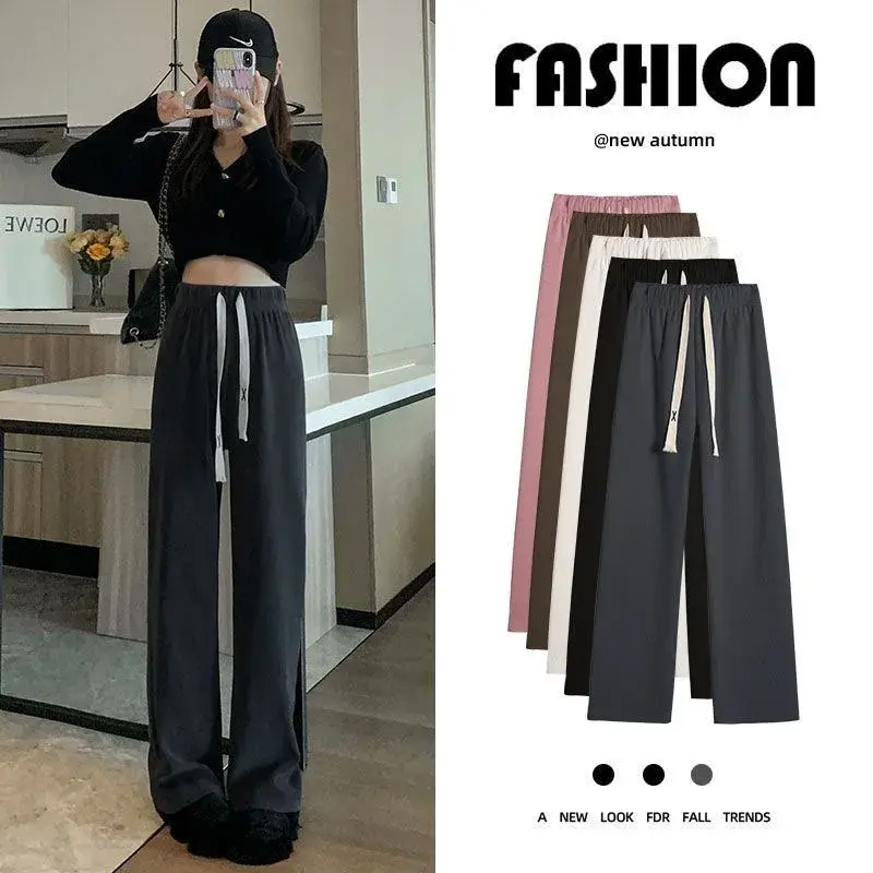 Thickened Fleece Corduroy Wide Leg Pants Women's Autumn Winter Straight Casual Sports New Hot Sale Of The Season Fashion Long Tr