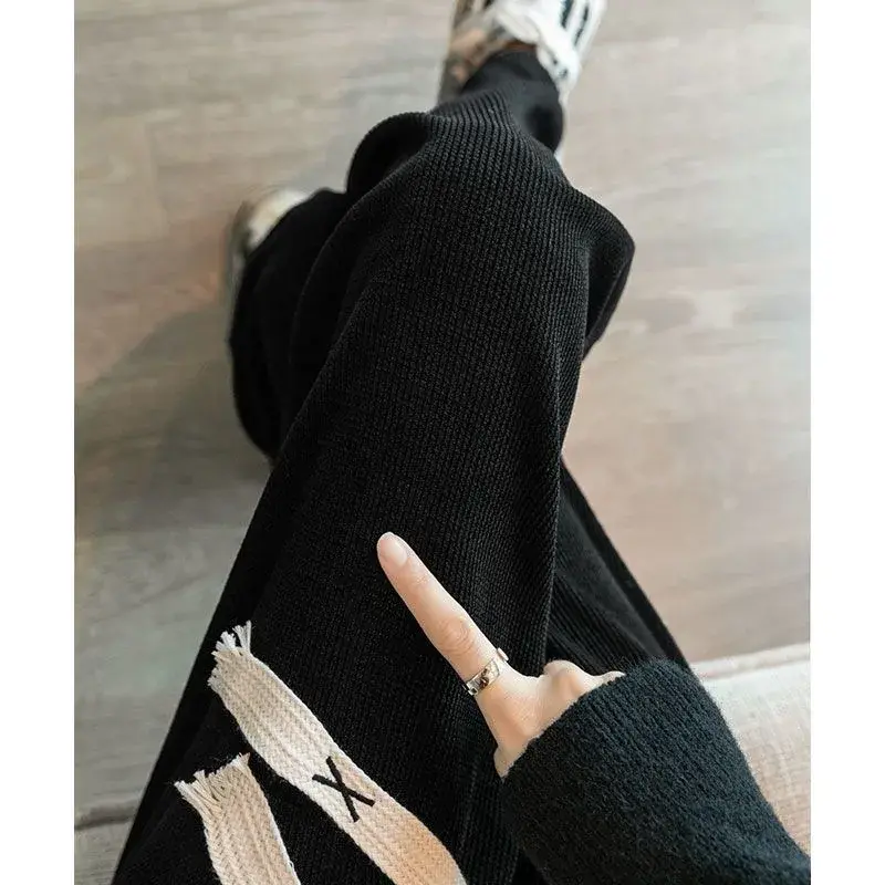 Thickened Fleece Corduroy Wide Leg Pants Women's Autumn Winter Straight Casual Sports New Hot Sale Of The Season Fashion Long Tr