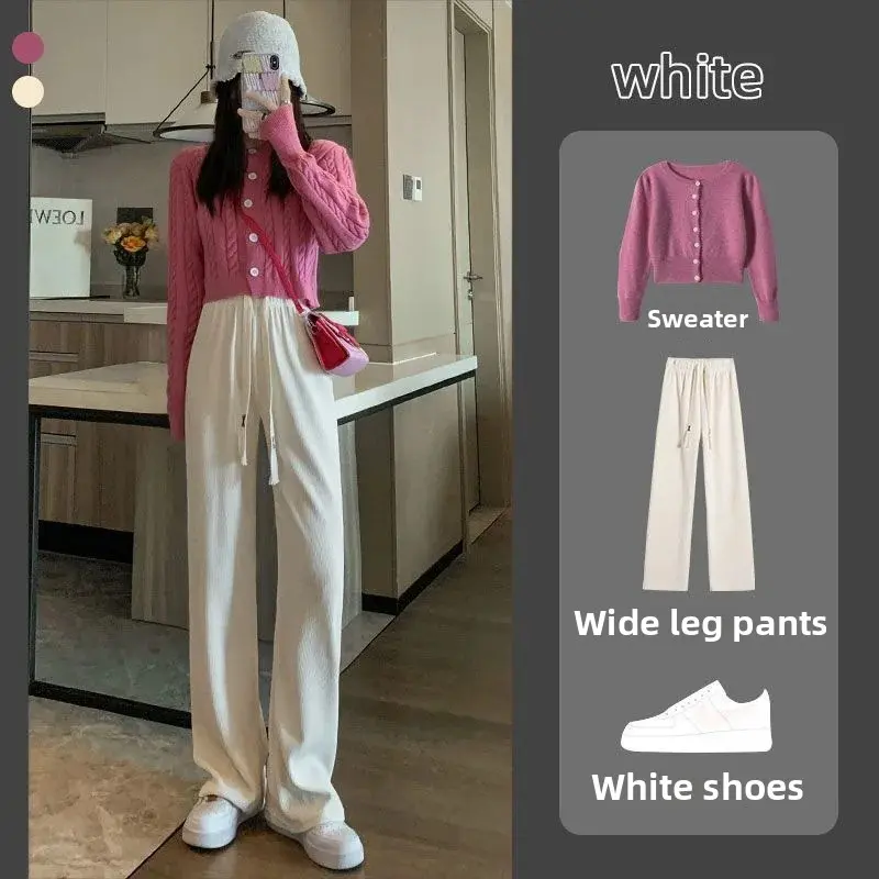 Thickened Fleece Corduroy Wide Leg Pants Women's Autumn Winter Straight Casual Sports New Hot Sale Of The Season Fashion Long Tr