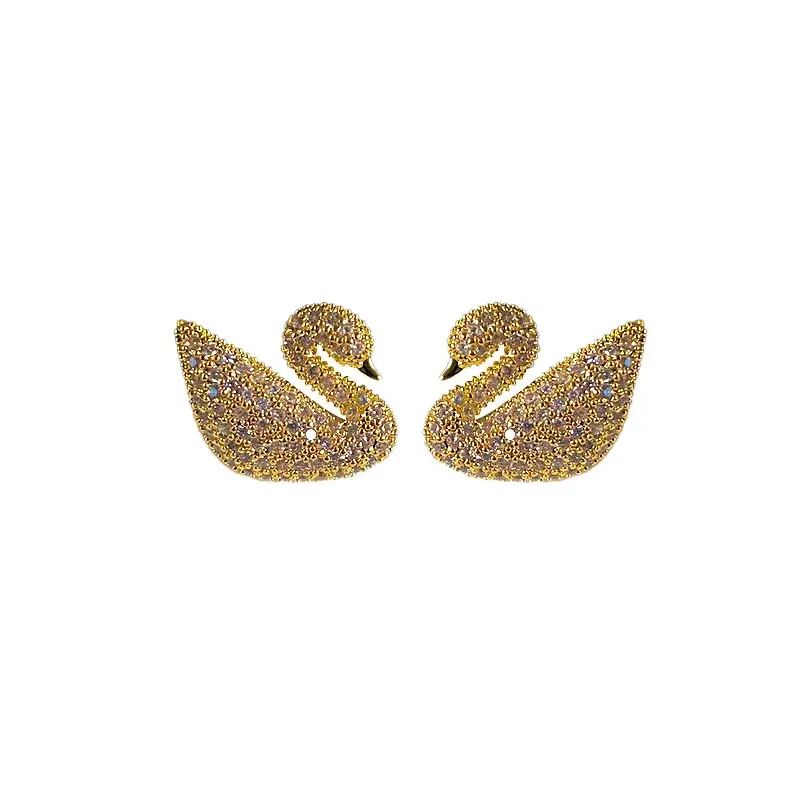 Elegant Zirconia Swan Earrings High-End Feels 925 Silver Needle Unique Ear Decorations Fashionable Classic Jewelry