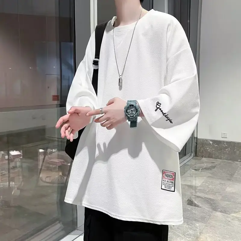 High-end Sensible Men's T-shirt Short Sleeves Ice Silk Stylish Design American Style Quarter Sleeve Summer Cool T-shirt
