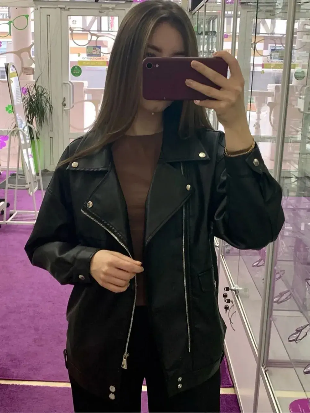 PU Loose Motorcycle Jackets Female Faux Leather Jacket Women Casual Streetwear Oversized Coat Korean Chic New Spring