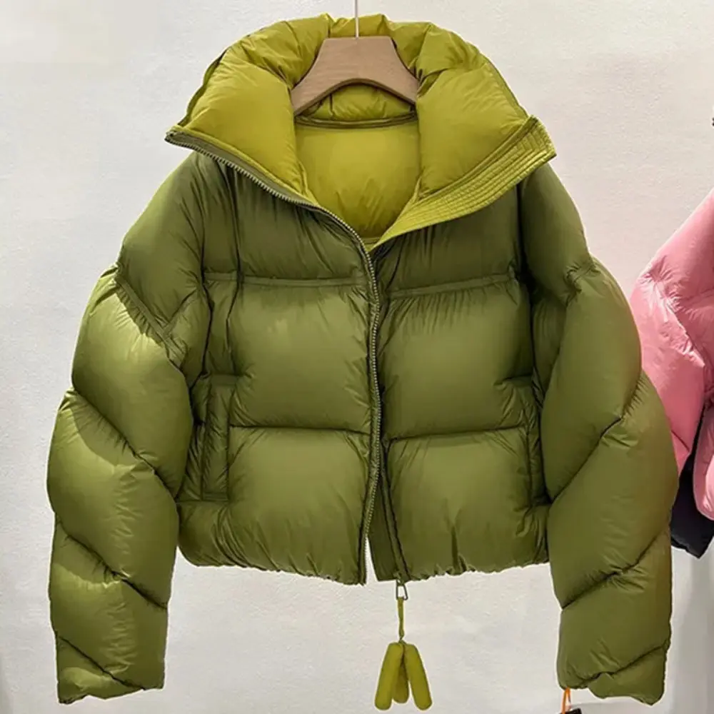 2024 Warm Women's Down Jacket Stand Collar Windproof Short Jacket Thicken Winter Fashion Korean Loose Parkas Coat Women Outwear