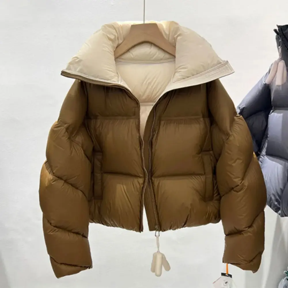2024 Warm Women's Down Jacket Stand Collar Windproof Short Jacket Thicken Winter Fashion Korean Loose Parkas Coat Women Outwear