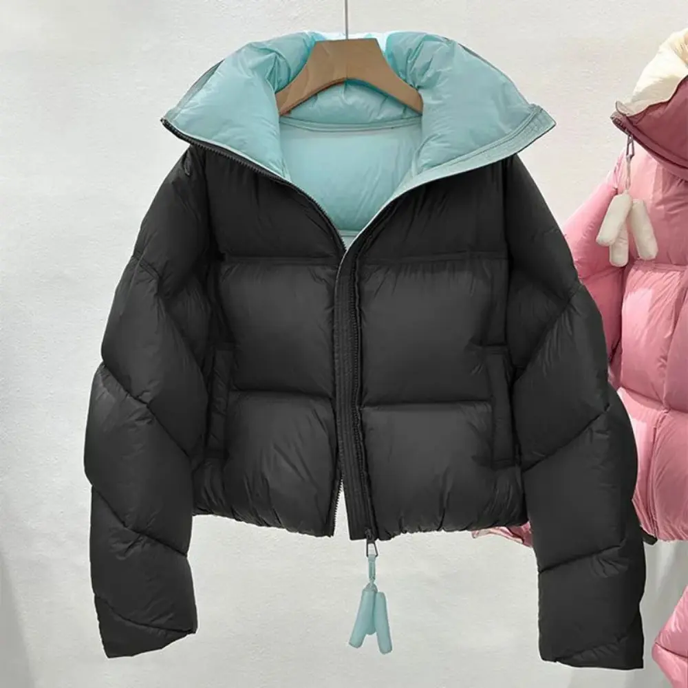 2024 Warm Women's Down Jacket Stand Collar Windproof Short Jacket Thicken Winter Fashion Korean Loose Parkas Coat Women Outwear