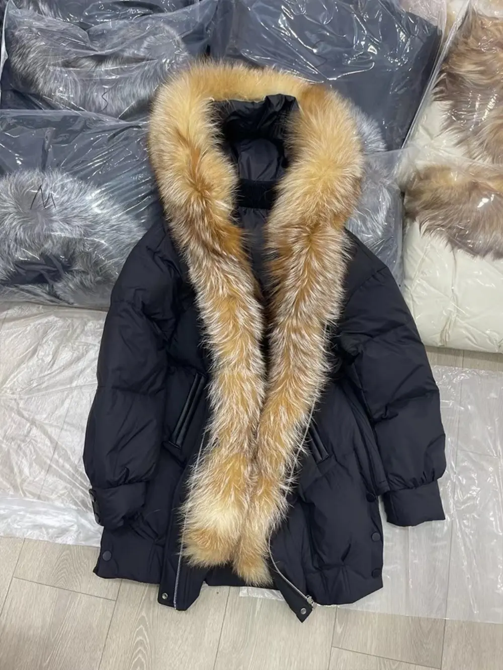 White Goose Down Jacket Real Fox Fur Coat Women's Mid-length Casual Warm Coat  2023 Winter Jacket New European Clothing Female