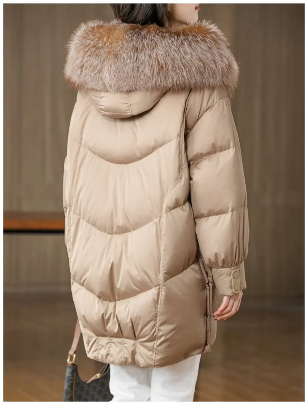 White Goose Down Jacket Real Fox Fur Coat Women's Mid-length Casual Warm Coat  2023 Winter Jacket New European Clothing Female