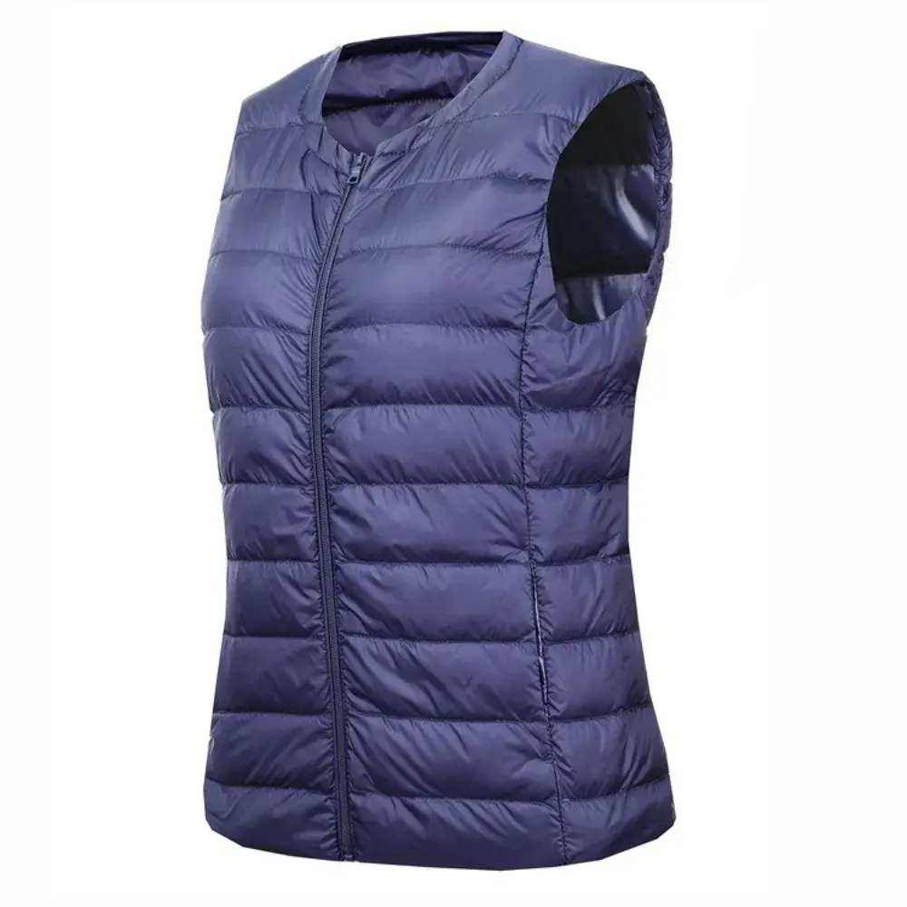 Women Autumn Winter Ultralight Thin Packable Down Sleeveless Jacket Zipper Plus Size Female O-Neck Casual Down Vest Coats