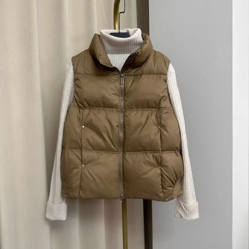 Down Jacket Women Sleeveless 2024 New Down Vest Female Standing Collar Short Coat Loose White Down Jacket Vest Small European