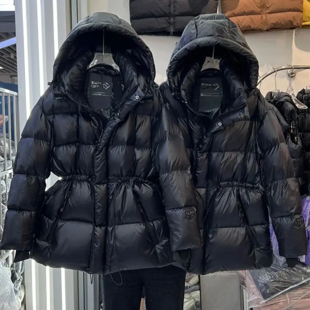 Down Jacket Women 2025 New Winter High Waisted White Duck Down Coat Hooded Loose Thickened Warm Black Extreme Cold Puffer Jacket