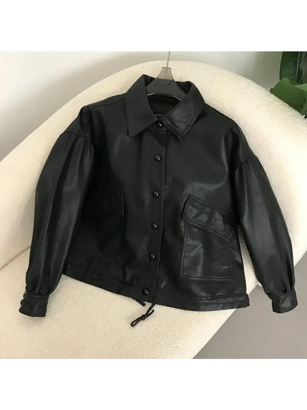 2024 Spring Faux Leather Jacket Women Streetwear Autumn Long Sleeve Short Coats Loose Warm Moto Biker Outwear American Style
