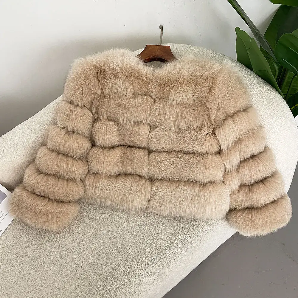 Fur Coat Real Fox Fur Coat Winter Jacket Women Natural Fox Fur 2024 Raccoon Fur Jacket Outerwear O-neck Thick Warm Luxury Female