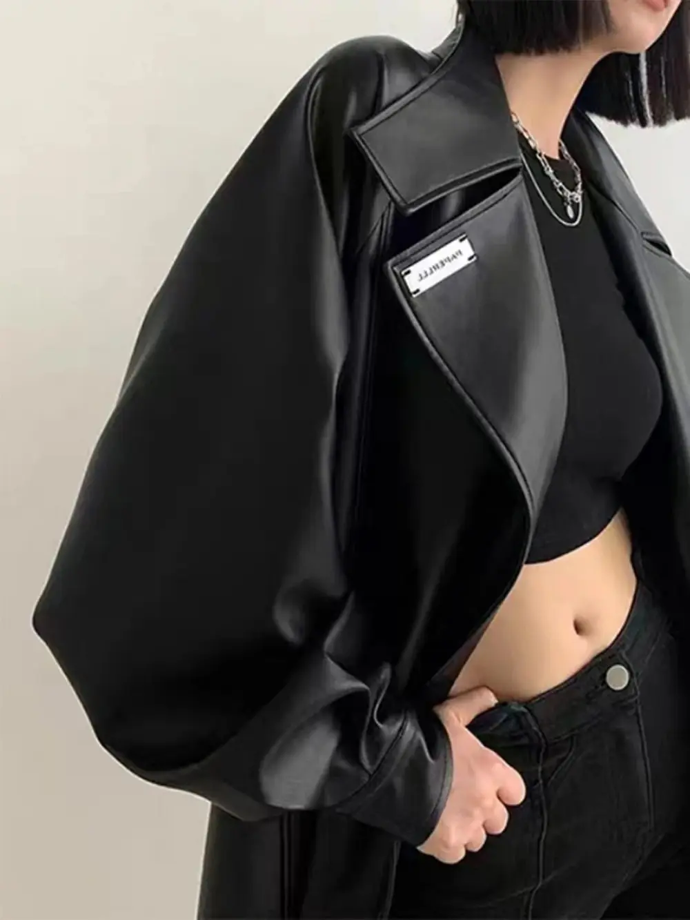 Leather Long Women' Jacket Street Fashion Turn-down Collar Female Jackets 2024 Autumn Winter Full Sleeve Belt Loose PU Coats