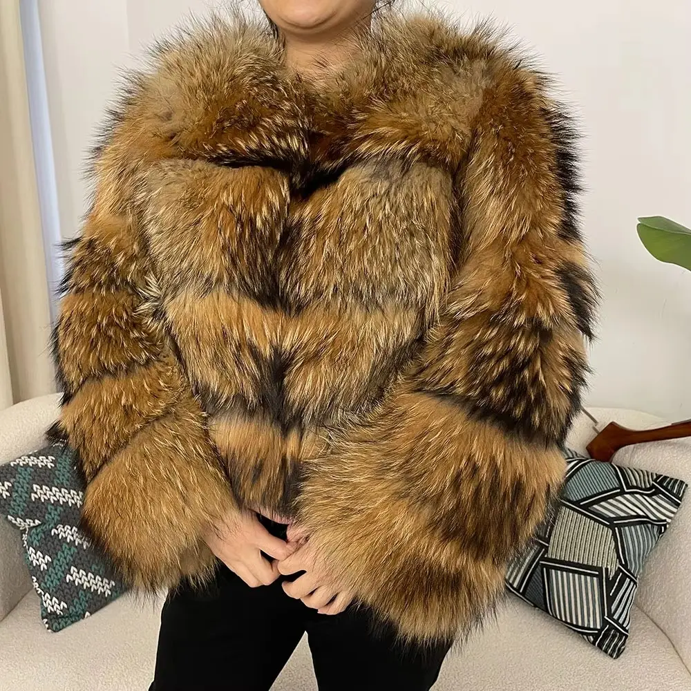 Real Raccoon Fur Jacket Fur Coat Fox Fur Coat Winter Jacket Women Natural Fox Fur 2024 Outerwear Thick Warm Luxury Female