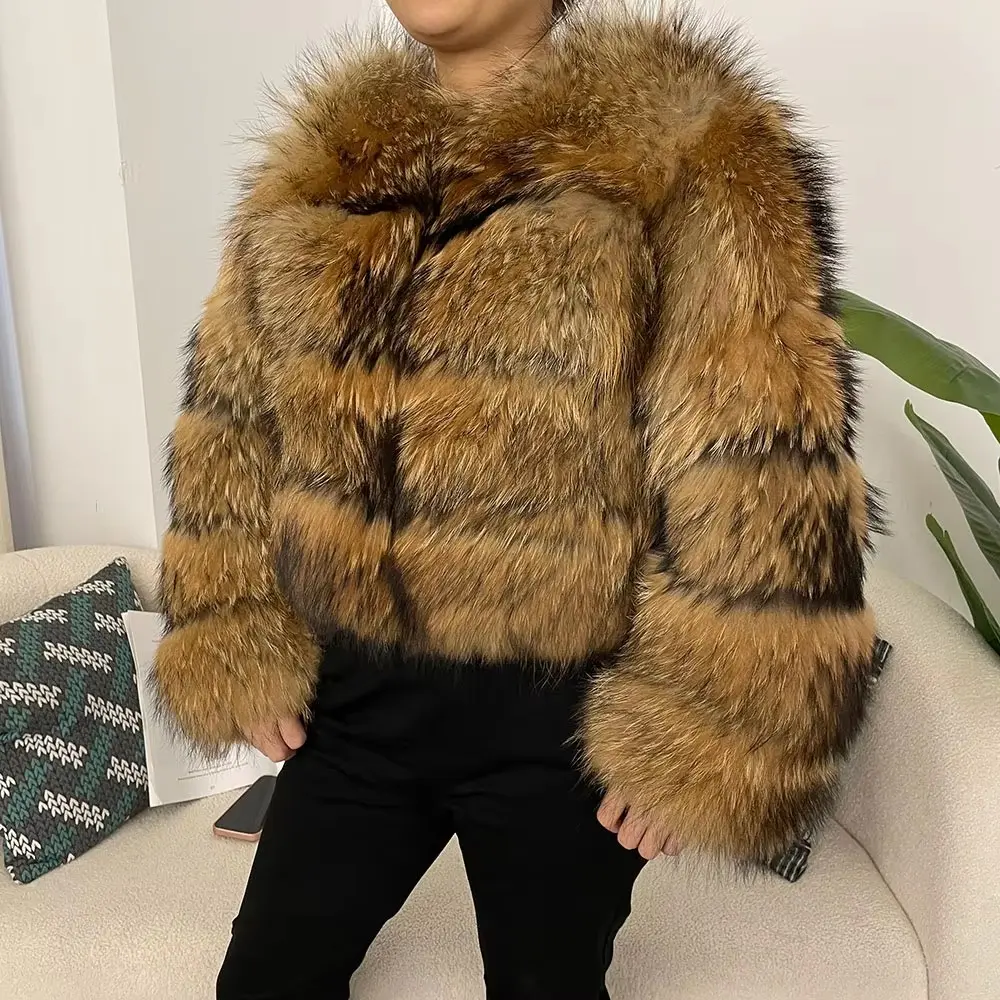 Real Raccoon Fur Jacket Fur Coat Fox Fur Coat Winter Jacket Women Natural Fox Fur 2024 Outerwear Thick Warm Luxury Female