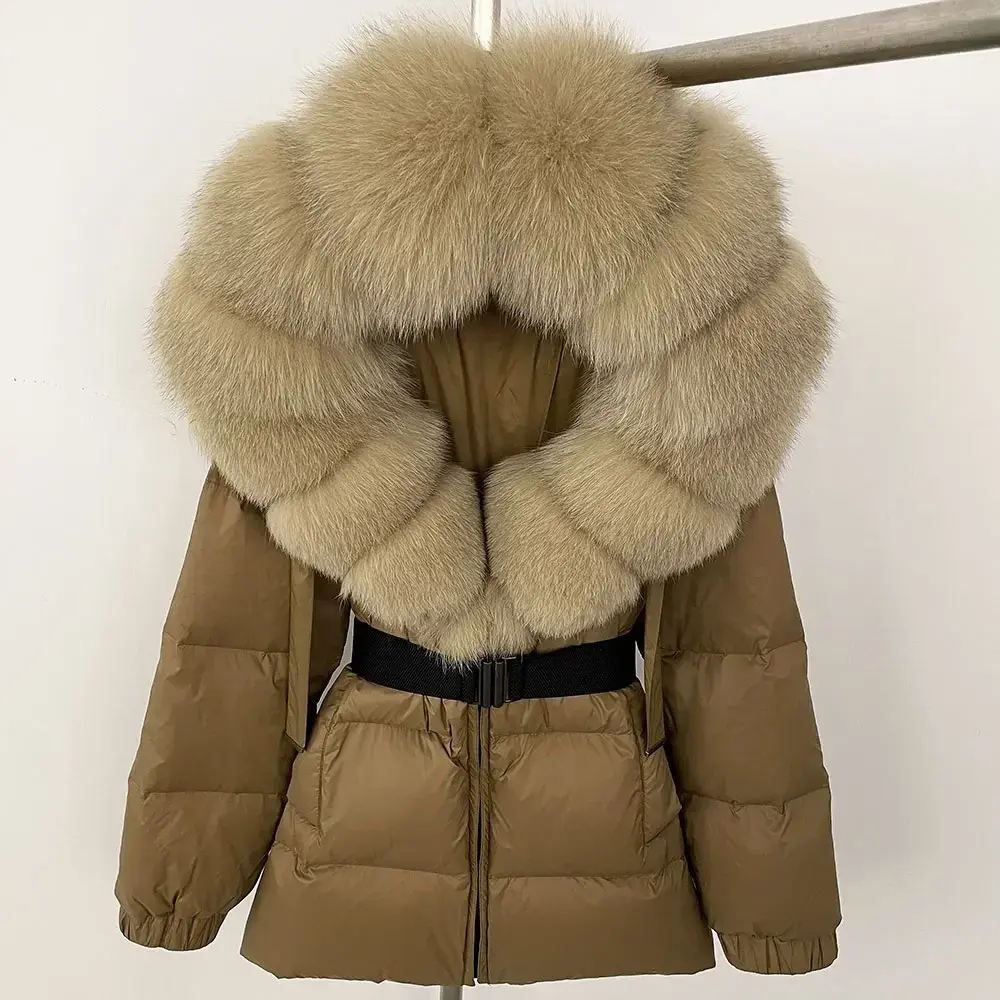 Real Fox Fur Coat Waterproof Parka 2024 Fashion Winter Down Puffer Jacket Women Hooded Thick Warm White Duck Down Coat Female