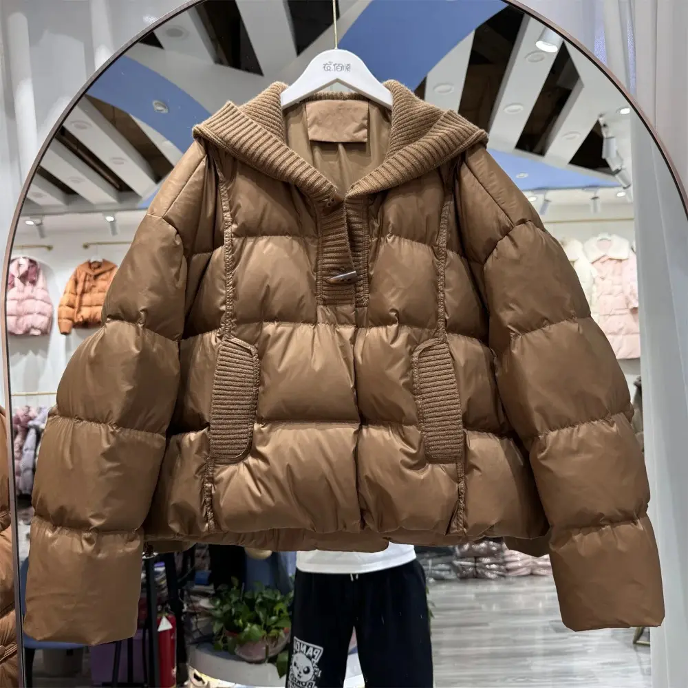2024 Fashion Winter Women's Puffer Coat Ultra Light Warm Casual Short White Duck Down Jacket Female Patchwork Parkas